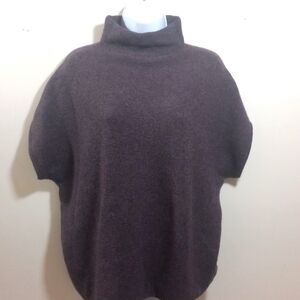 100% Cashmere Cowl neck short sleeve loose fit sweater Plum Brown M EUC Tahari